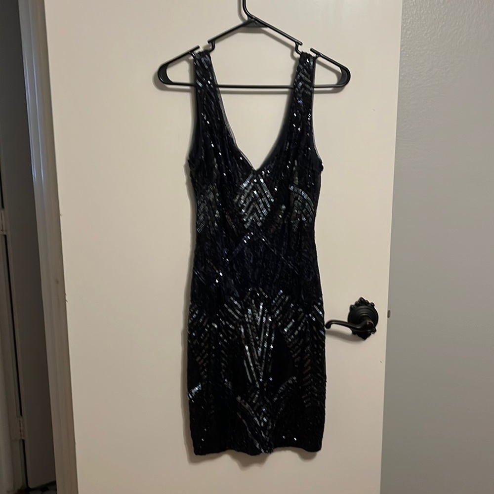Deep blue sequined dress size 7/8 in perfect condition.